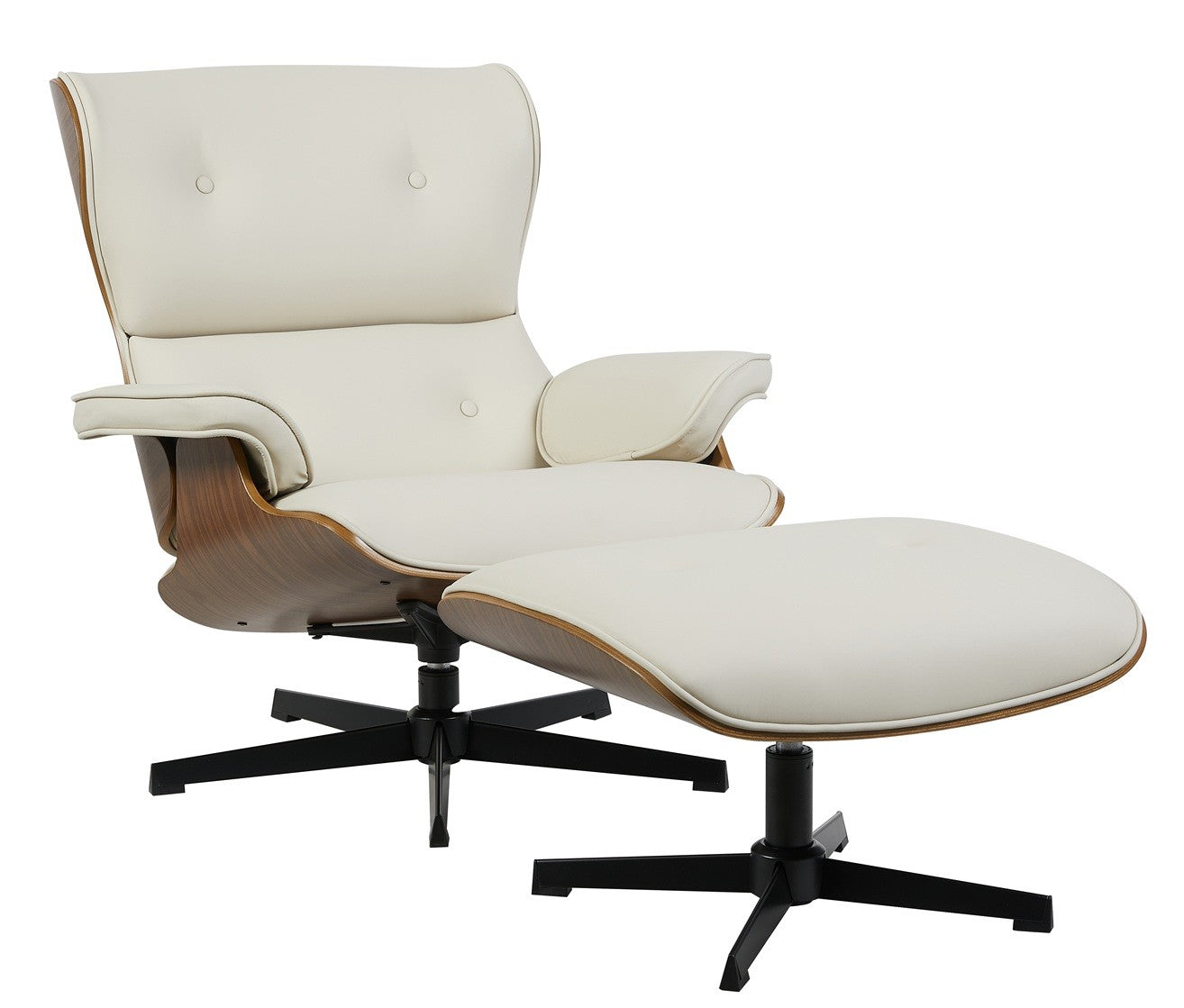 Butaca AMERICA con ottoman / madera / similpiel beige