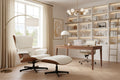 Butaca AMERICA con ottoman / madera / similpiel blanca