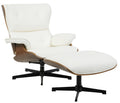 Butaca AMERICA con ottoman / madera / similpiel blanca