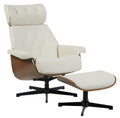 Butaca EUROPA con ottoman / madera / similpiel beige