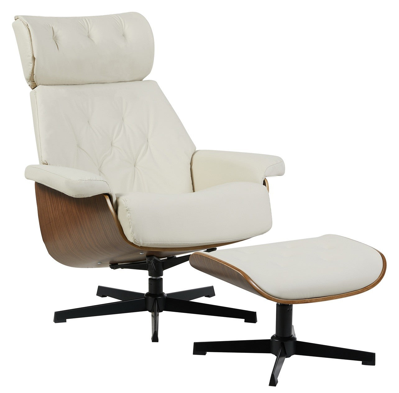Butaca EUROPA con ottoman / madera / similpiel beige