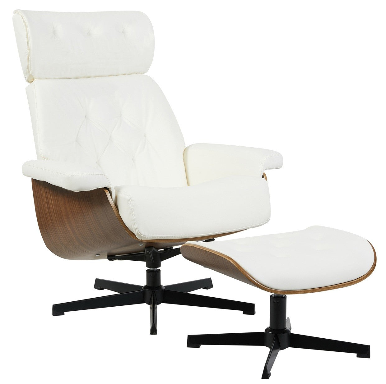 Butaca EUROPA con ottoman / madera / similpiel blanca