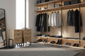 Cajonera industrial WOLLY en color miel y metal negro, ideal como mesa de noche o mueble de oficina en Elche y Alicante - Muebles Mercatoro.