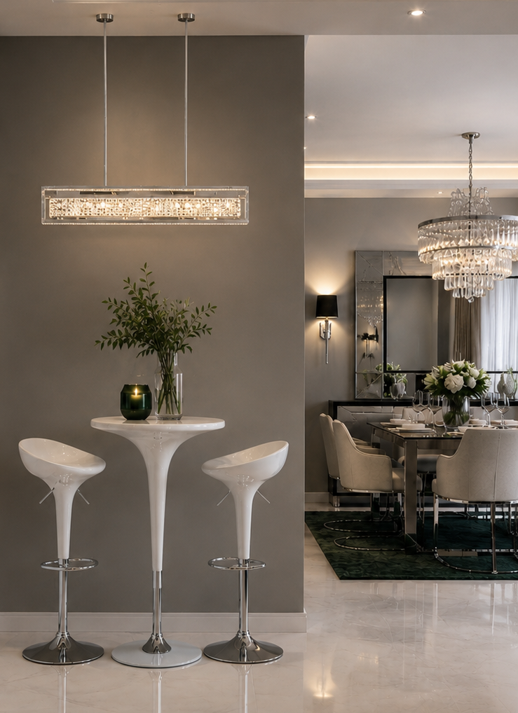 Lámpara ATRIA / colgante / metal / cristal