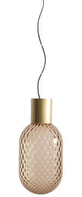 Lámpara GERA COH43, colgante, aluminio, dorada, cristal
