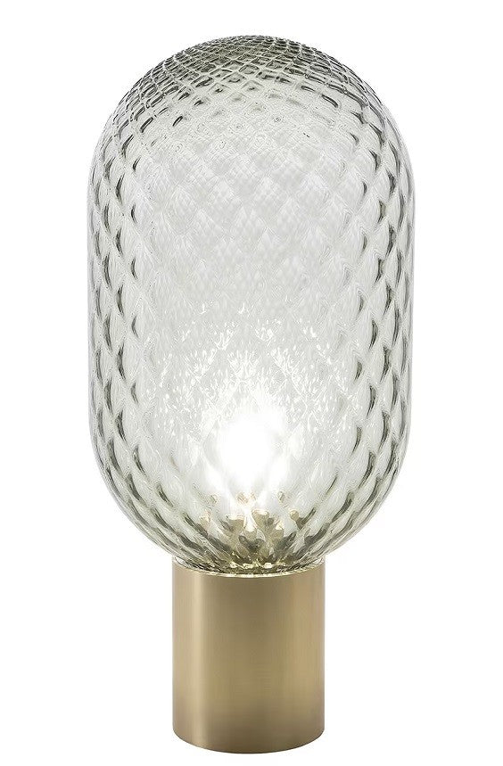 Lámpara GERA SOH43, sobremesa, aluminio, dorada, cristal