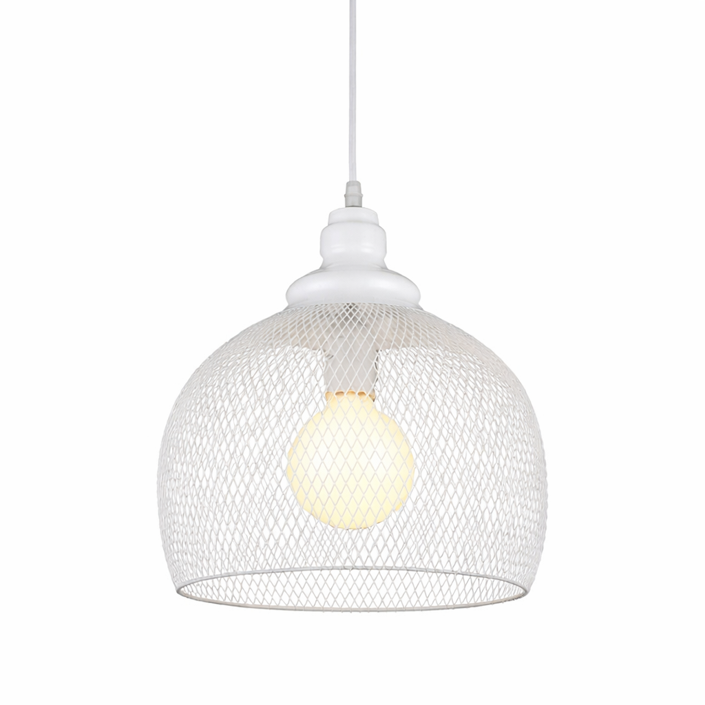 Lámpara GRETA, colgante, metal, pantalla blanca