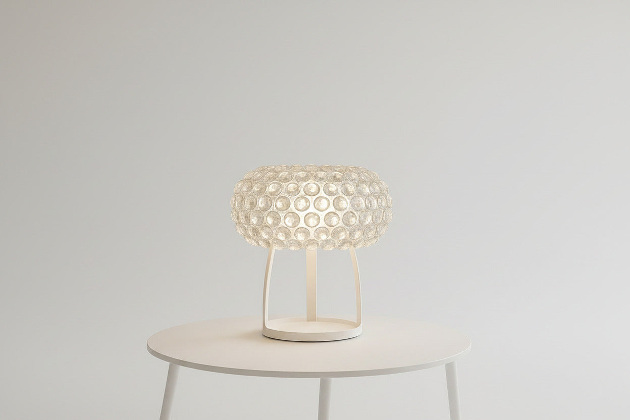 Lámpara ITALICA 50, sobremesa, acrílica, transparente, 50 cms de diámetro
