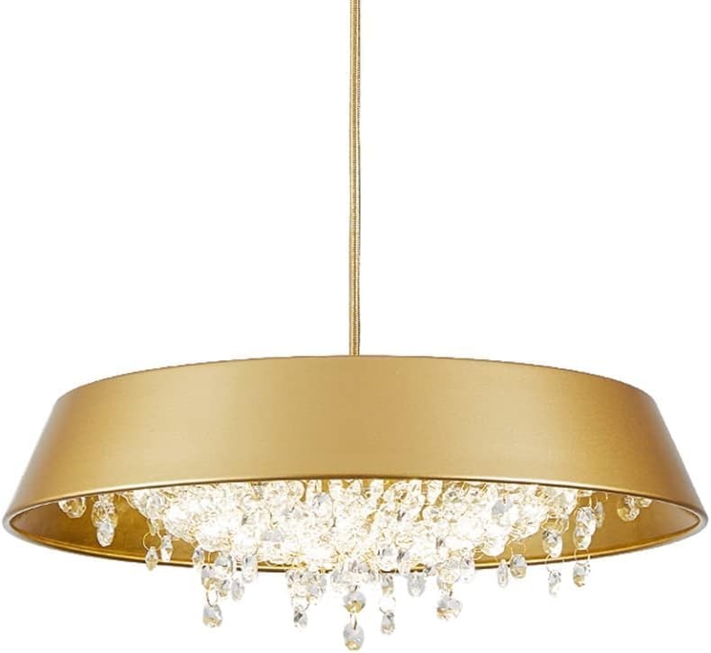Lámpara JENA / colgante, metal, dorada, cristal, led