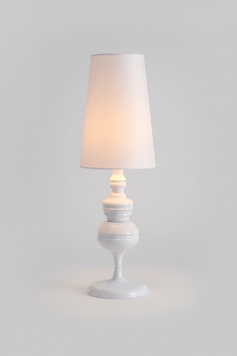 Lámpara LOUVRE PETIT, sobremesa, blanca, pantalla blanca