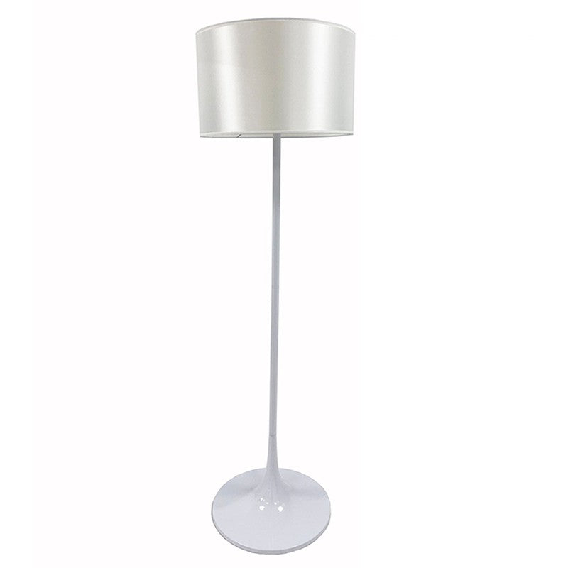 Lámpara LUGANO, pie salón, blanca, pantalla gris claro