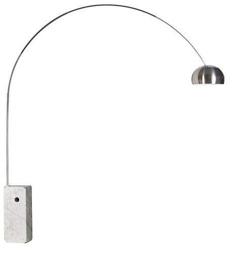 Lámpara NEW ARC BIG, pie salón, base de mármol blanco