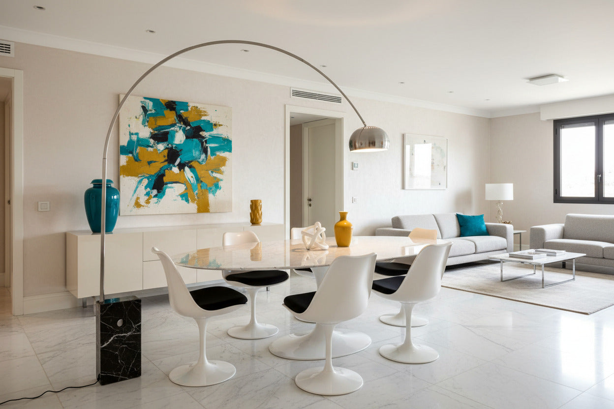 Mesa TUL, oval, fibra de vidrio, tapa lacada blanca 180x108 cms