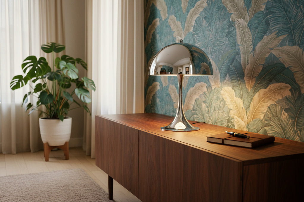 Lámpara VEYPA, sobremesa, metal, plata