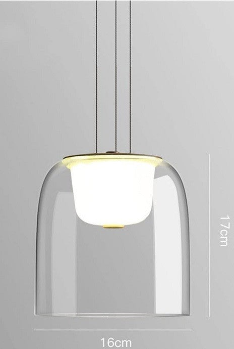 Lámpara WITTEN H170, colgante, metal, cristal, led