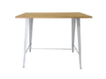 Mesa alta TOL, acero, blanca, madera, 120 x 60 cms