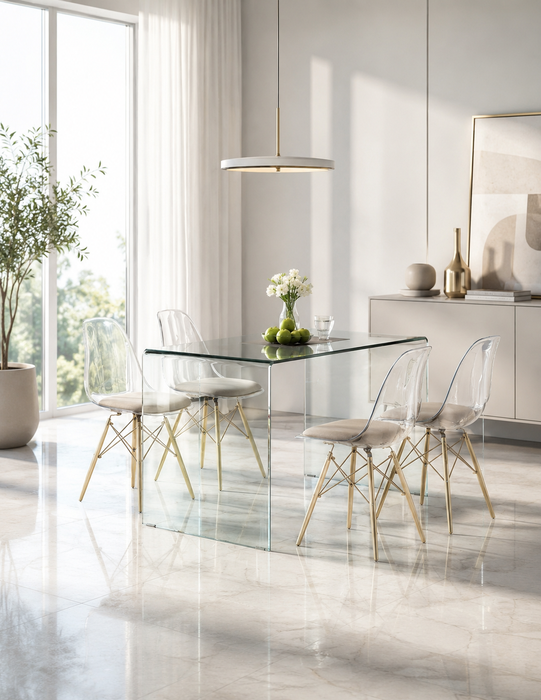 Mesa APOLO / cristal curvado / transparente / 125x70 cms