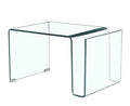 Mesa ATLANTIS (SU), baja, cristal curvado transparente, 42 x 38 cms.