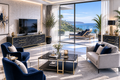 Mesa de centro moderna de mármol negro y oro, mobiliario de alta gama para proyectos de interiorismo en Torrevieja, Orihuela Costa y alrededores.