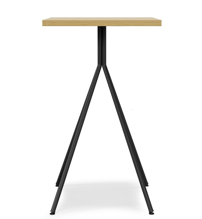 Mesa BISTRÓ, alta, metal negro, tapa de MDP color miel, 60 x 60 cms