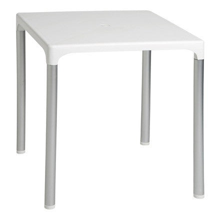 Mesa DOROTEA, aluminio, polipropileno blanco 70x70 cms