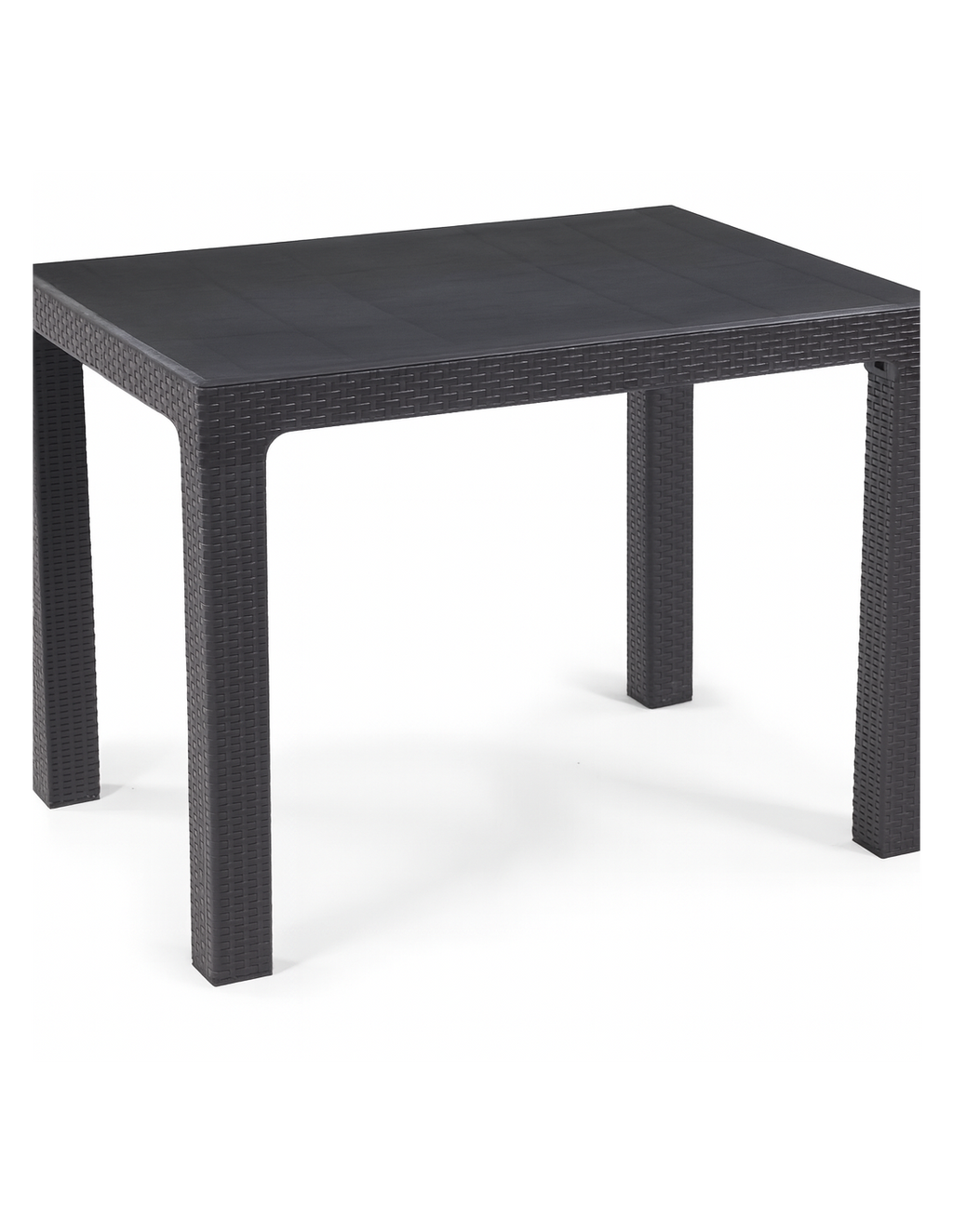 Muebles de exterior resistentes al sol en Orihuela Costa: mesa de terraza antracita 100x70 cm imitación ratán para hostelería y hogar