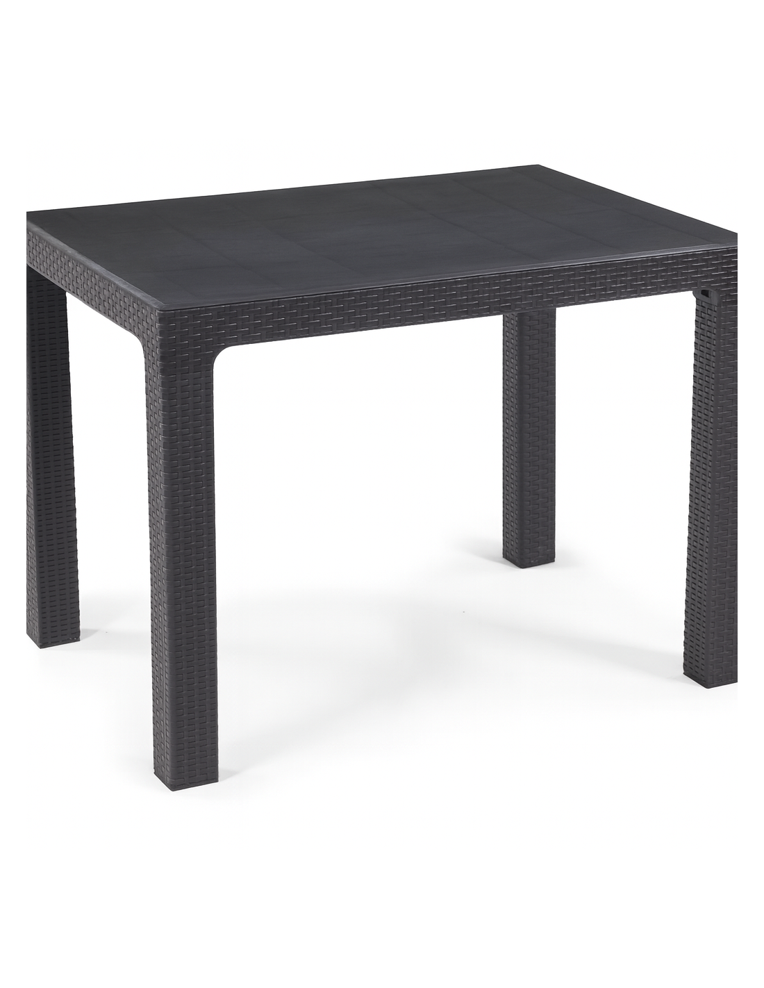 Muebles de exterior resistentes al sol en Orihuela Costa: mesa de terraza antracita 100x70 cm imitación ratán para hostelería y hogar
