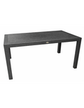Mesa de exterior 100x70 cm en color antracita con acabado efecto ratán, fabricada en polipropileno para terrazas y jardines.