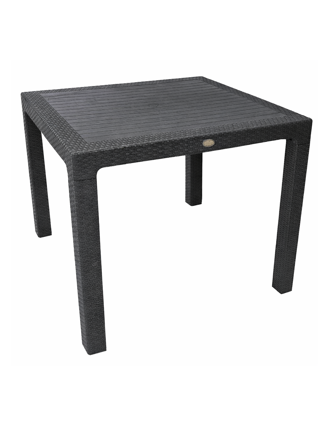 Mesa de exterior premium en color antracita resistente a los rayos UV y la humedad, con acabado elegante de imitación ratán para decoración de jardines y villas