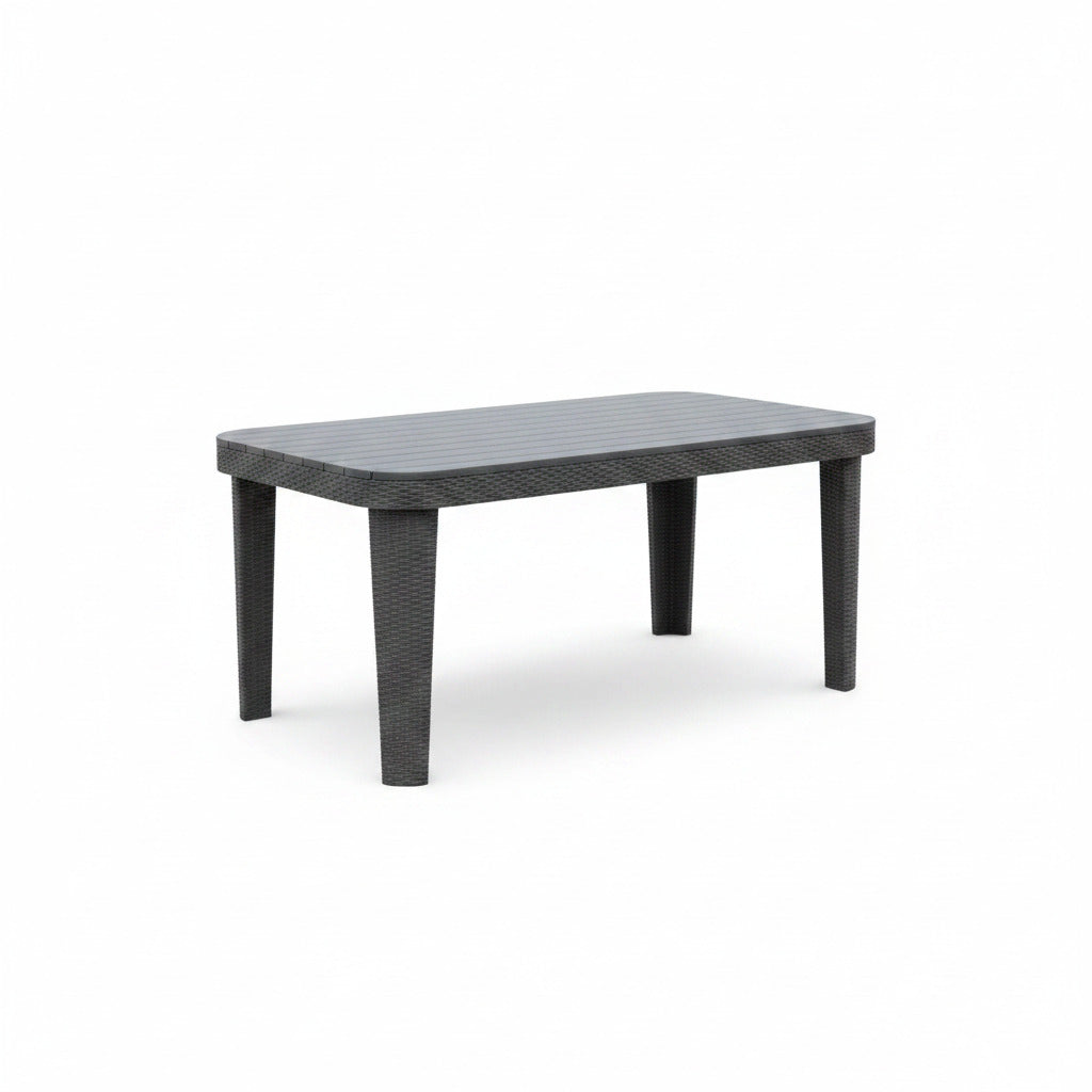 Mesa de jardín imitación ratán polipropileno antracita 150x90 cm exterior terraza de la Costa Blanca