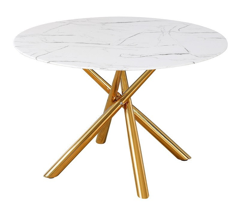 Mesa SAHARA, metal dorado, tapa de cristal templado, 120 cms de diámetro