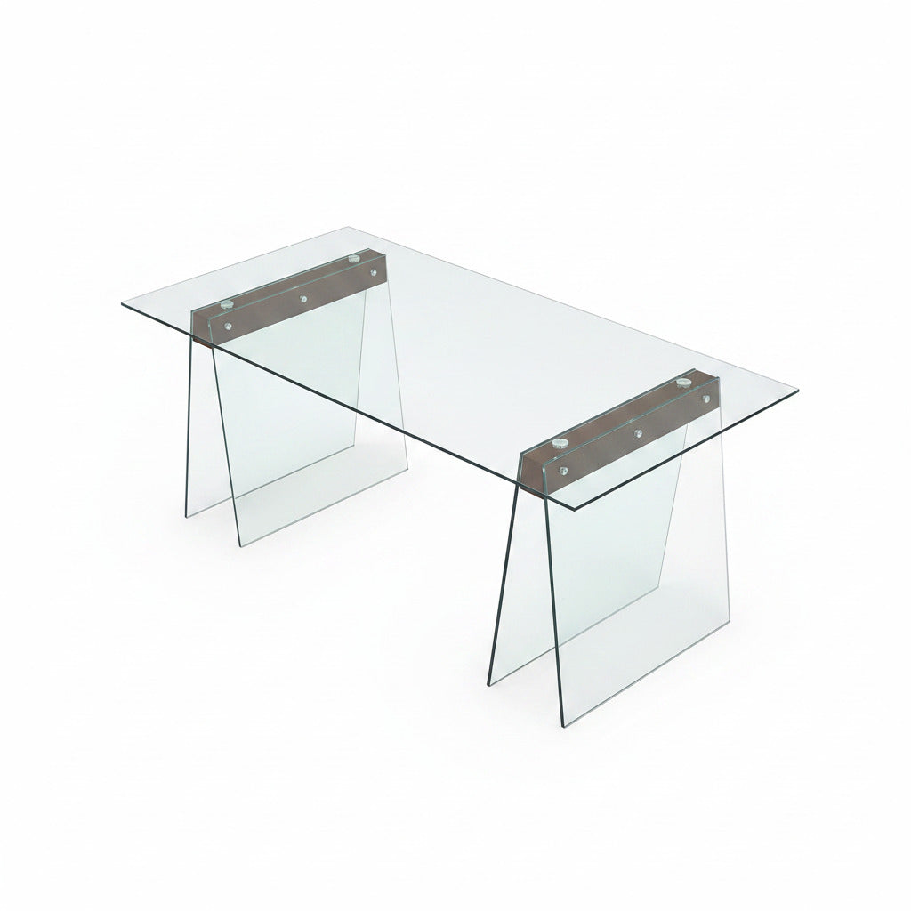 Mesa SELENE, madera, cristal templado, 200x90 cms