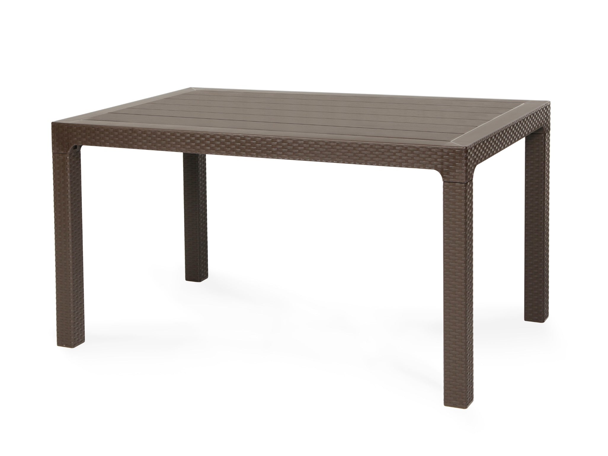 Mesa TROPICAL, ratán, polipropileno marrón chocolate, 150 x 90 cms