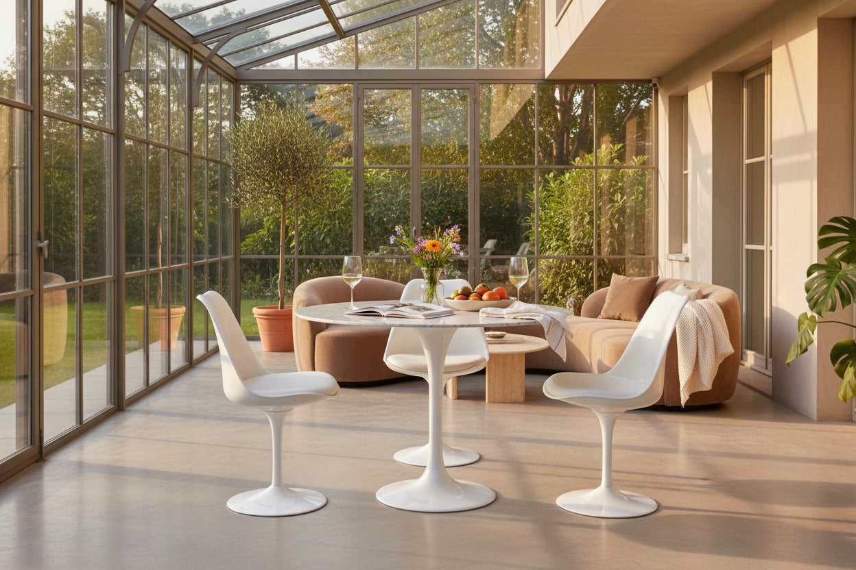 Silla TUL MT, metal, polipropileno blanco, cojín blanco