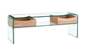 Mesa TV LIBRA, cajones, cristal curvado, 120 x 35 cms