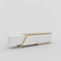 Mueble de TV PRUDENCE, biIaminado blanco con roble, 180 cms.