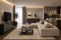 Mueble de TV SIENA / mármol negro / metal dorado