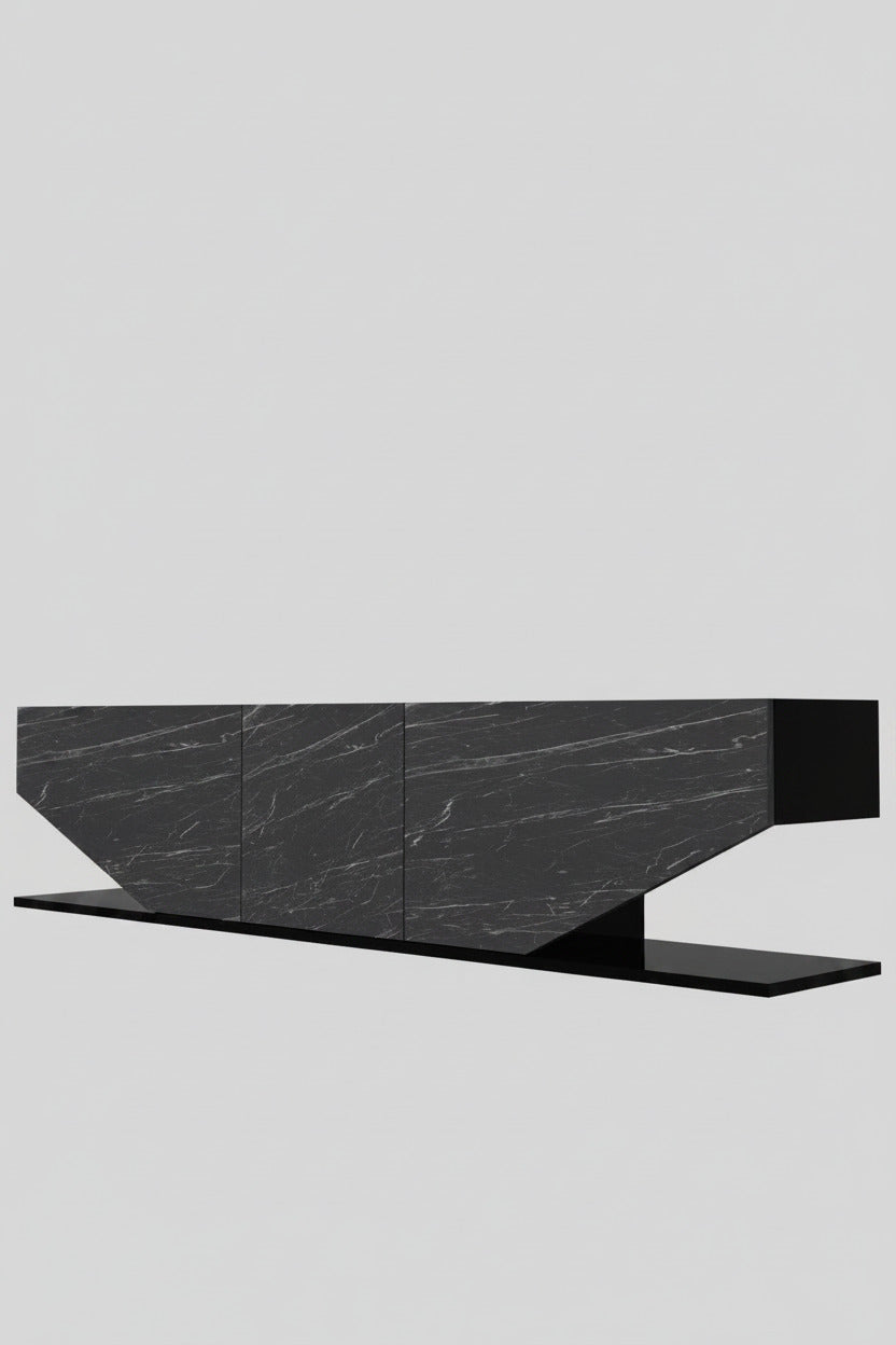 Mueble de TV VIOLET, biIaminado mármol negro, 180 cms.