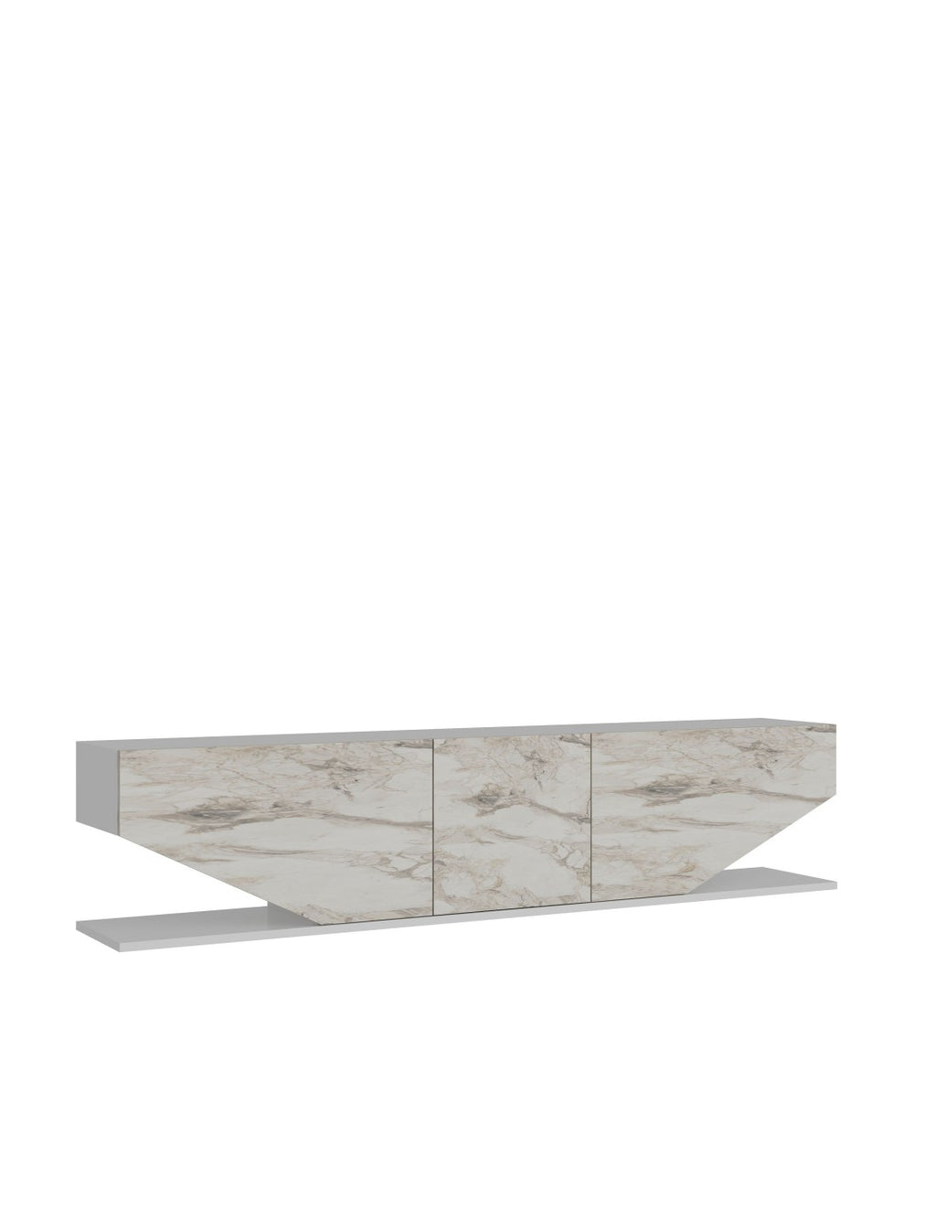 Mueble de TV VIOLET, biIaminado mármol blanco, 180 cms.