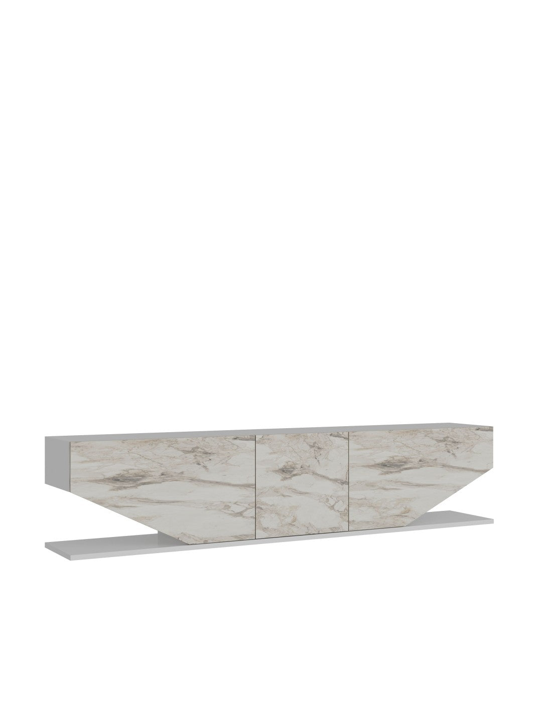 Mueble de TV VIOLET, biIaminado mármol blanco, 180 cms.