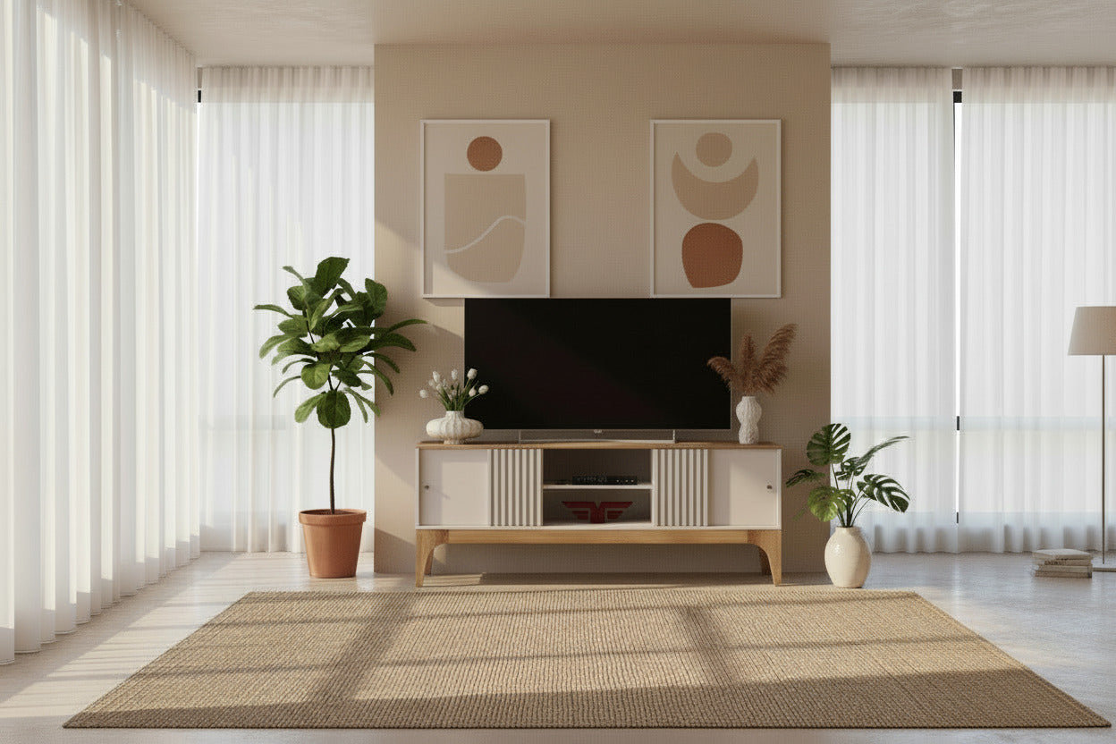 Mueble TV FLORENCIA / blanco roto / cedro