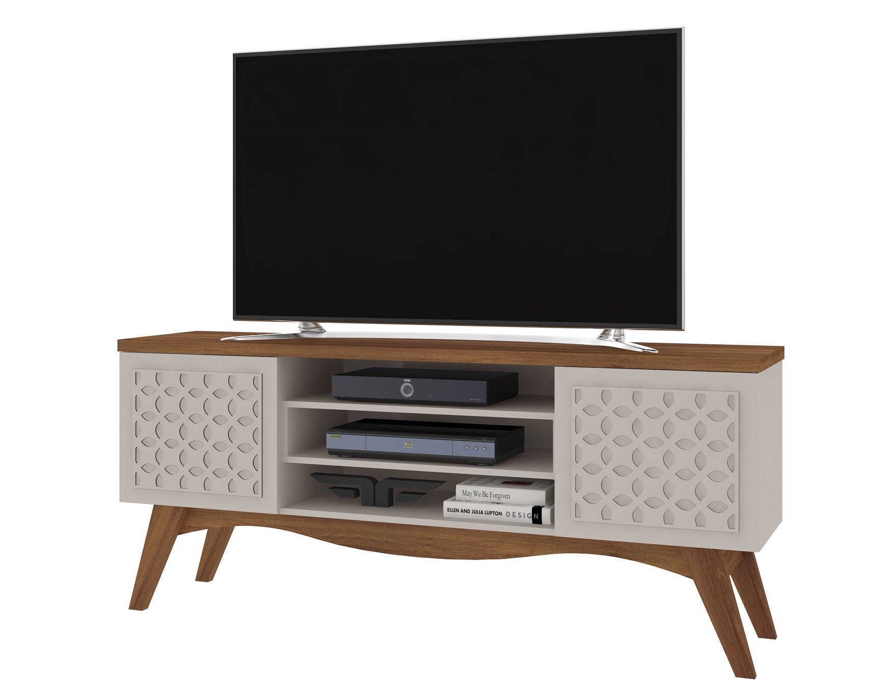 Mueble TV LIZ, blanco roto y matte, 160 cms.