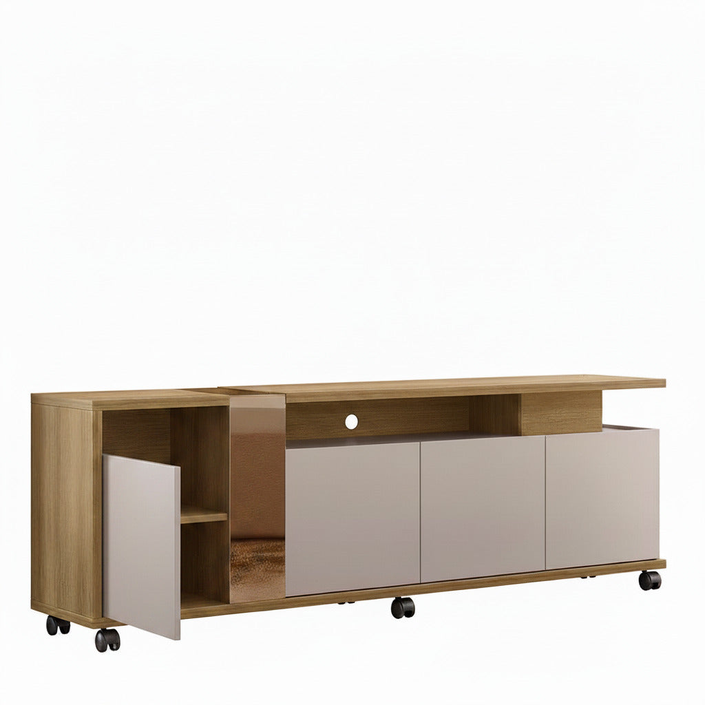 Mueble TV NEW CRISTAL, miel y cacao, 183 cms.