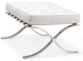 Ottoman de diseño en piel top blanca con estructura K/D de pletina de acero inoxidable brillo. 