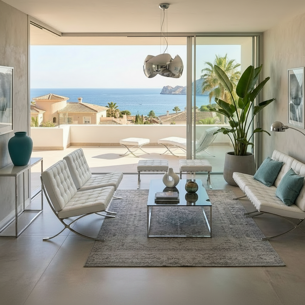 Ottoman de diseño multiusos en similpiel blanca BARNA con estructura de acero inoxidable brillante - compacto, elegante y disponible en otros colores bajo pedido.