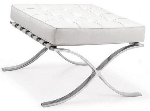 Ottoman BARNA (T), acero inoxidable, similpiel blanca