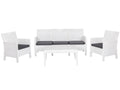 Set ADRIÁTICO, 2 Sillones + Sofá 3 plazas + mesa, polipropileno blanco, cojines incluidos