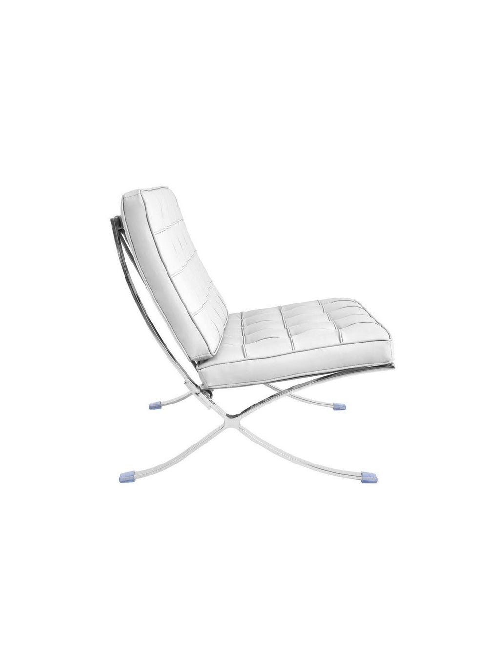 Silla tapizada diseño moderno frente piel blanca y estructura K/D acero inoxidable terminación brillo - Mercatoro Sevilla Málaga