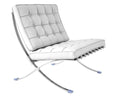 Silla de diseño tapizada en piel top blanca con estructura de acero inoxidable brillo - Muebles Mercatoro Murcia