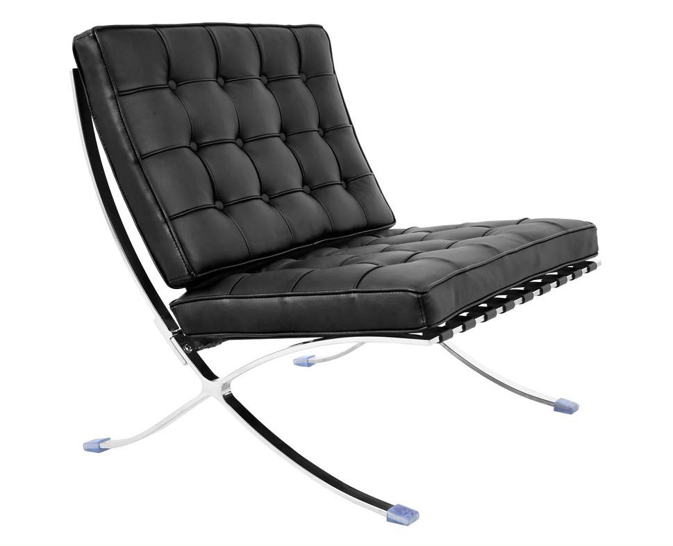 Silla BARNA diseño / acero inoxidable / piel top negra